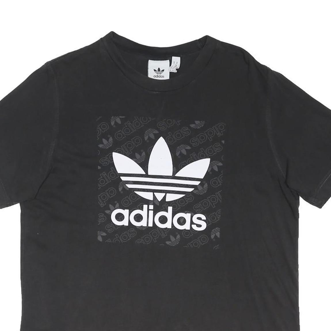 ADIDAS ORIGINALS Mens Black Logo Graphic T-Shirt M Short Sleeve Crew Neck Casual