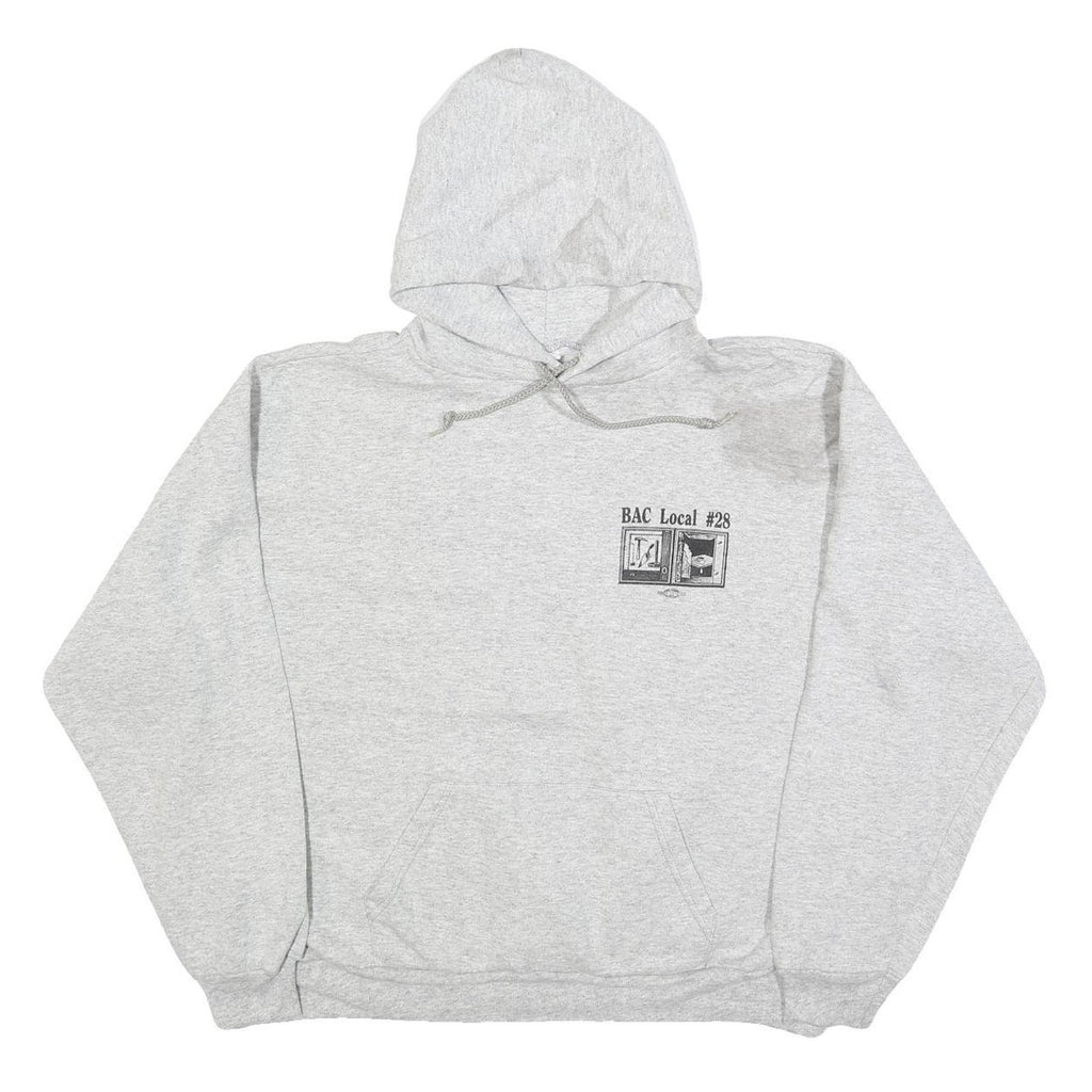 Womens Grey Bricklayers Union Local #28 Hooded Pullover XL Cotton Blend Casual