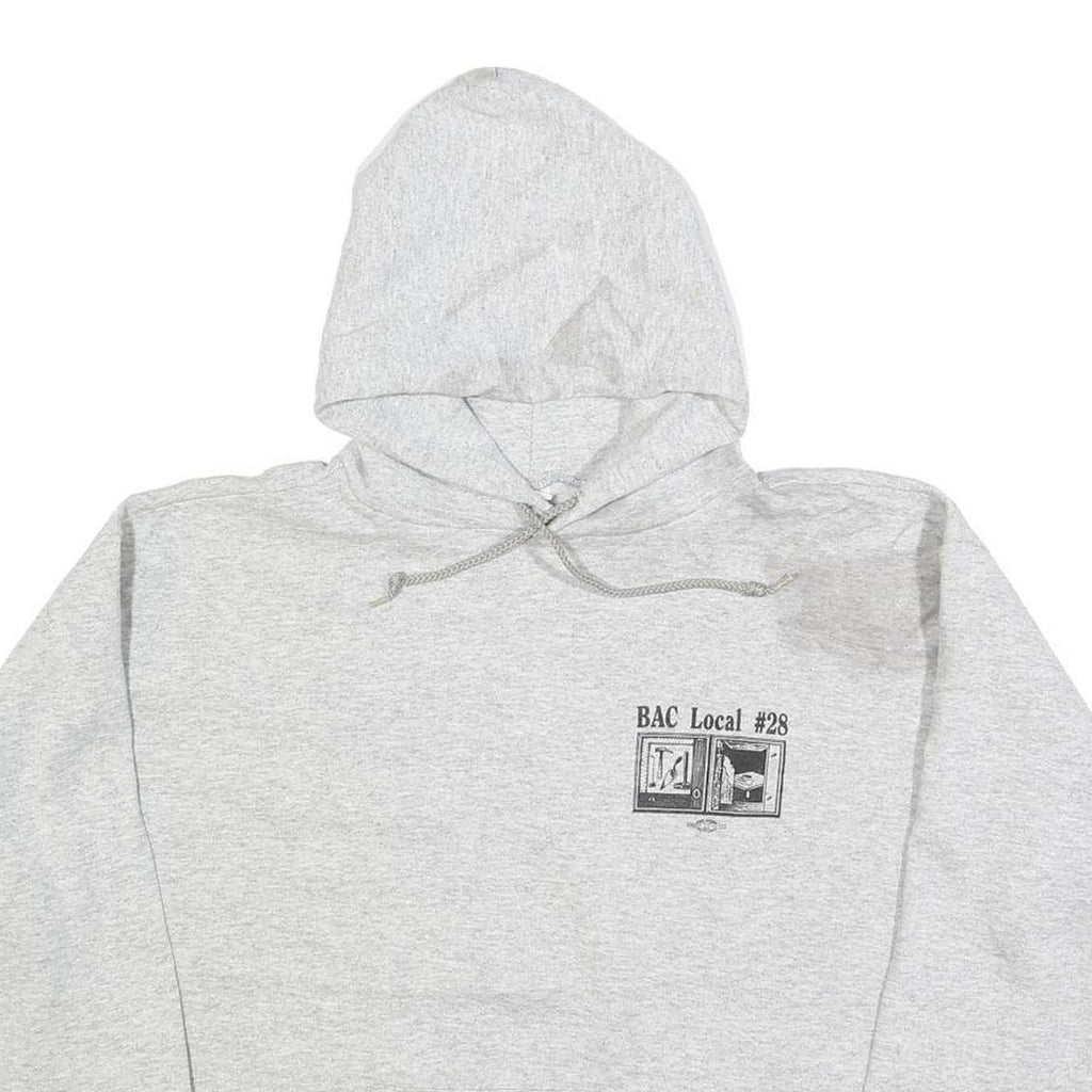Womens Grey Bricklayers Union Local #28 Hooded Pullover XL Cotton Blend Casual