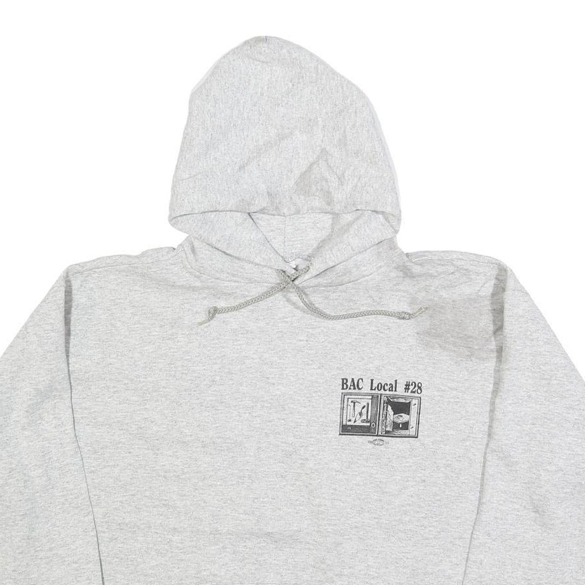 Womens Grey Bricklayers Union Local #28 Hooded Pullover XL Cotton Blend Casual