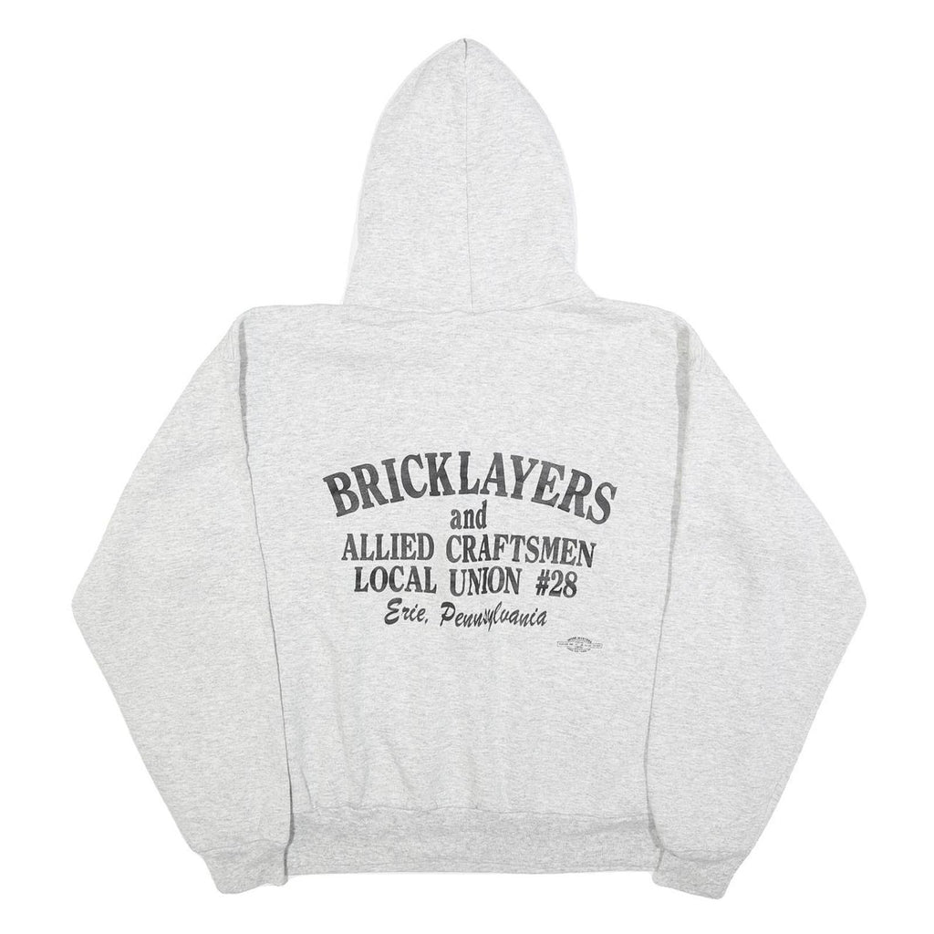 Womens Grey Bricklayers Union Local #28 Hooded Pullover XL Cotton Blend Casual