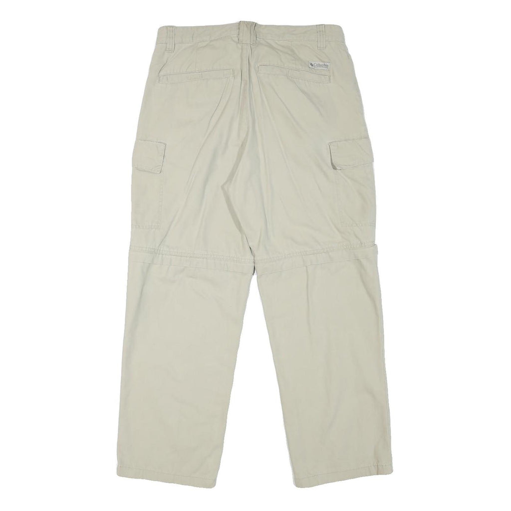 COLUMBIA Mens Cotton Blend Relaxed Cargo Trousers Beige W32 L27 Outdoor Utility