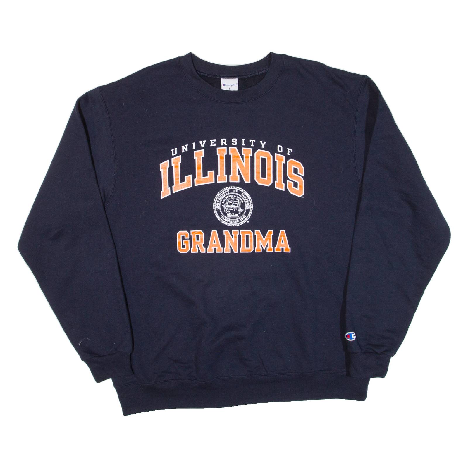 CHAMPION University Of Illinois Grandma Womens Sweatshirt Blue USA L
