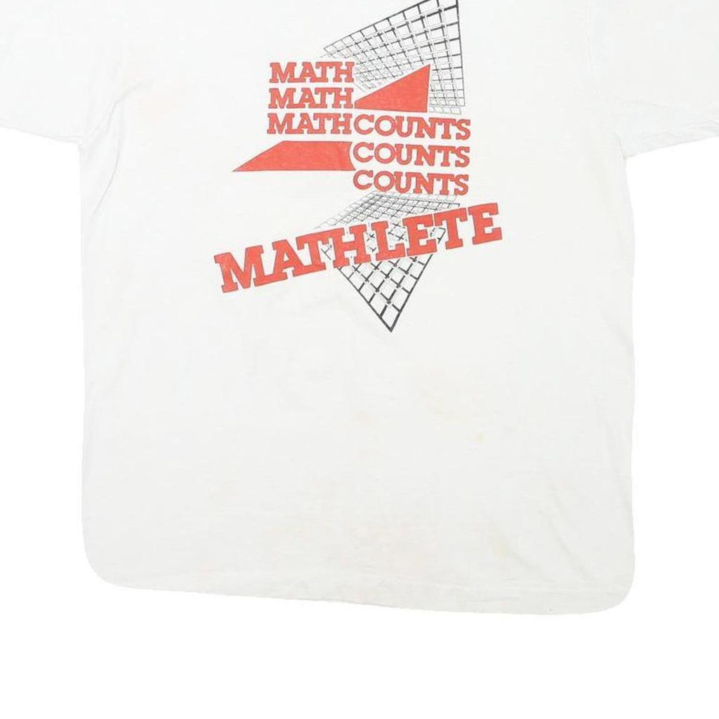 THE BEST Mens White Graphic T-Shirt L Short Sleeve Crew Neck Math Counts