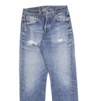 LEVI'S Mens Regular Fit Blue Denim Jeans W26 L28 Distressed Button Closure