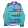 DESCENTE Mens Blue & Purple Graphic Long Sleeve 1/4 Zip T-Shirt L Polyester