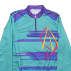 DESCENTE Mens Blue & Purple Graphic Long Sleeve 1/4 Zip T-Shirt L Polyester