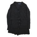 POLO RALPH LAUREN Womens Black Wool Plain Button Up Jumper V Neck Tight Knit M