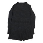 POLO RALPH LAUREN Womens Black Wool Plain Button Up Jumper V Neck Tight Knit M