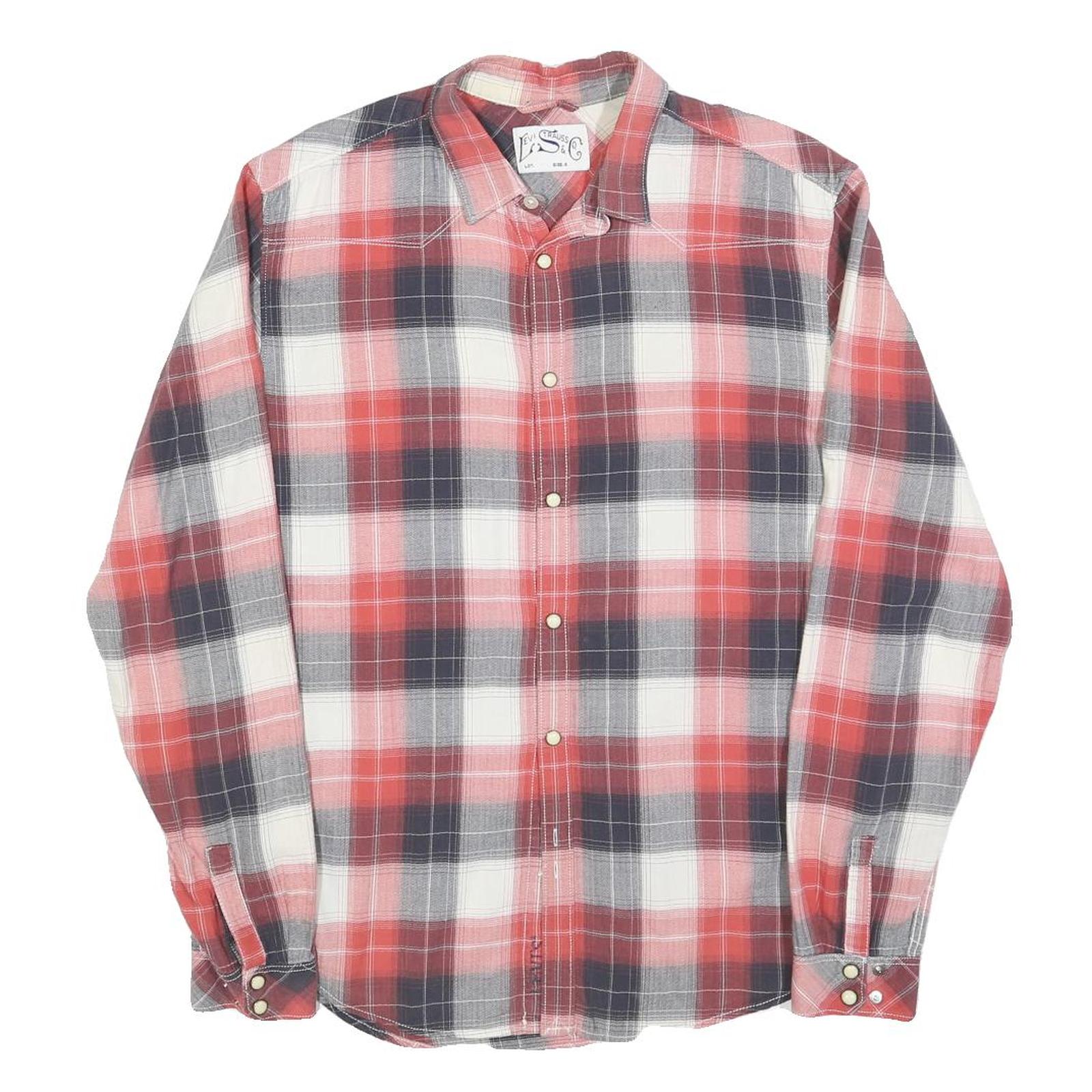 LEVI'S Mens Red & White Check Shirt S Casual Retro Button-Up Cotton Blend