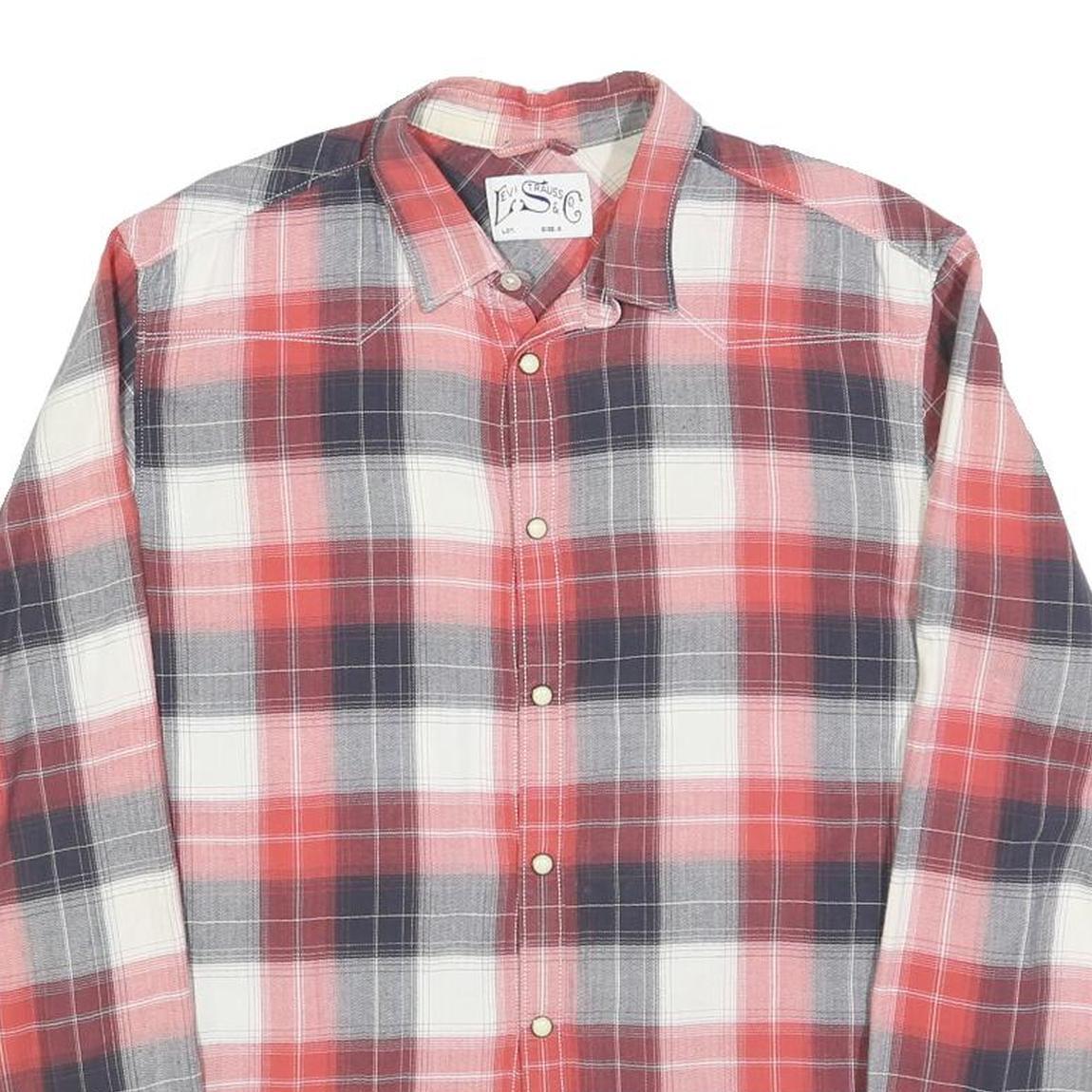 LEVI'S Mens Red & White Check Shirt S Casual Retro Button-Up Cotton Blend