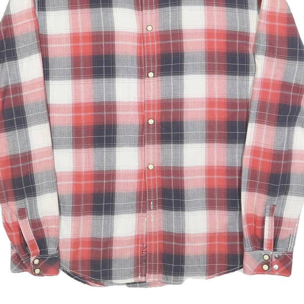LEVI'S Mens Red & White Check Shirt S Casual Retro Button-Up Cotton Blend