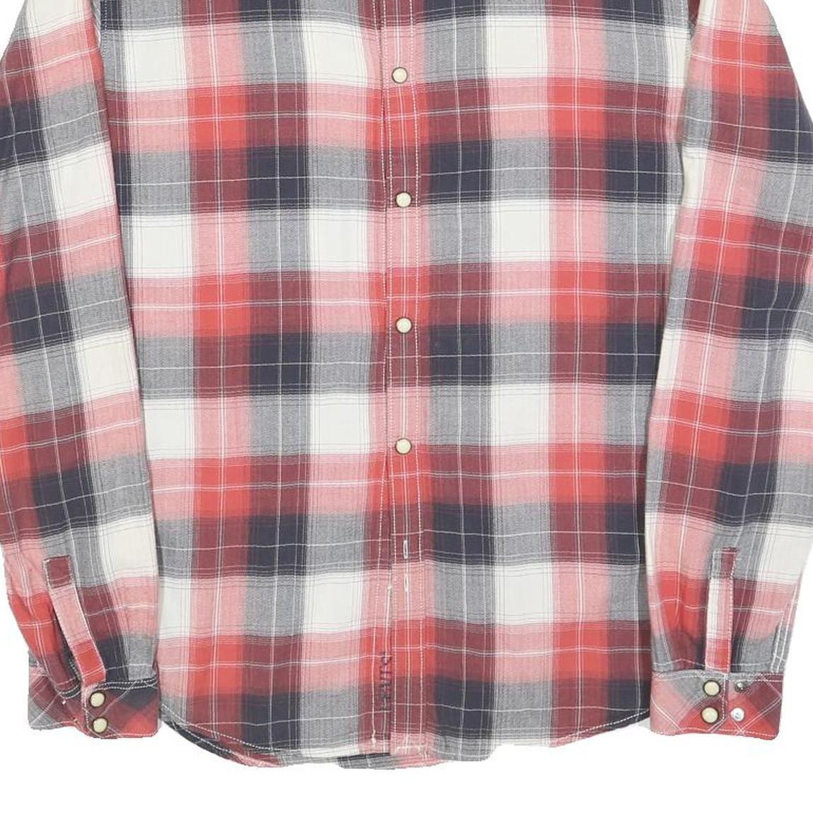 LEVI'S Mens Red & White Check Shirt S Casual Retro Button-Up Cotton Blend