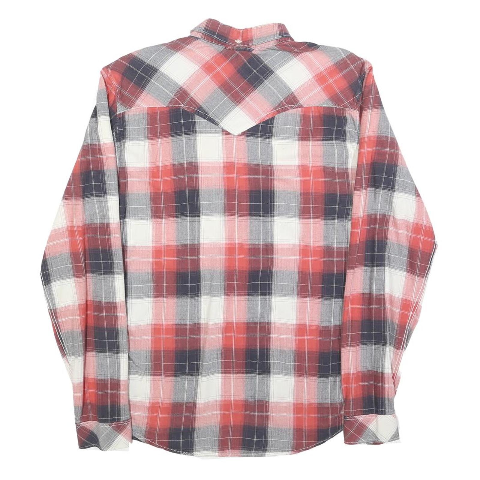 LEVI'S Mens Red & White Check Shirt S Casual Retro Button-Up Cotton Blend