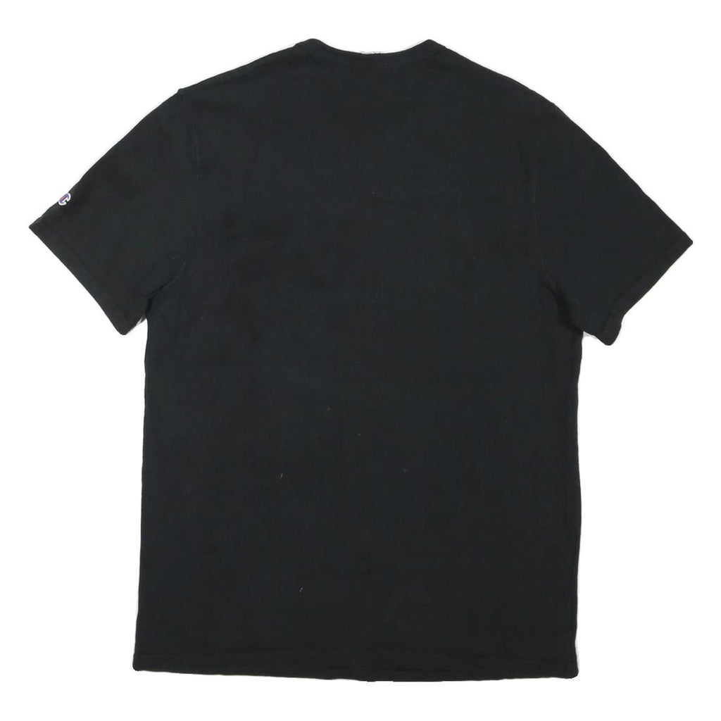 CHAMPION Mens Black Red Logo Graphic T-Shirt L Short Sleeve Crew Neck Cotton