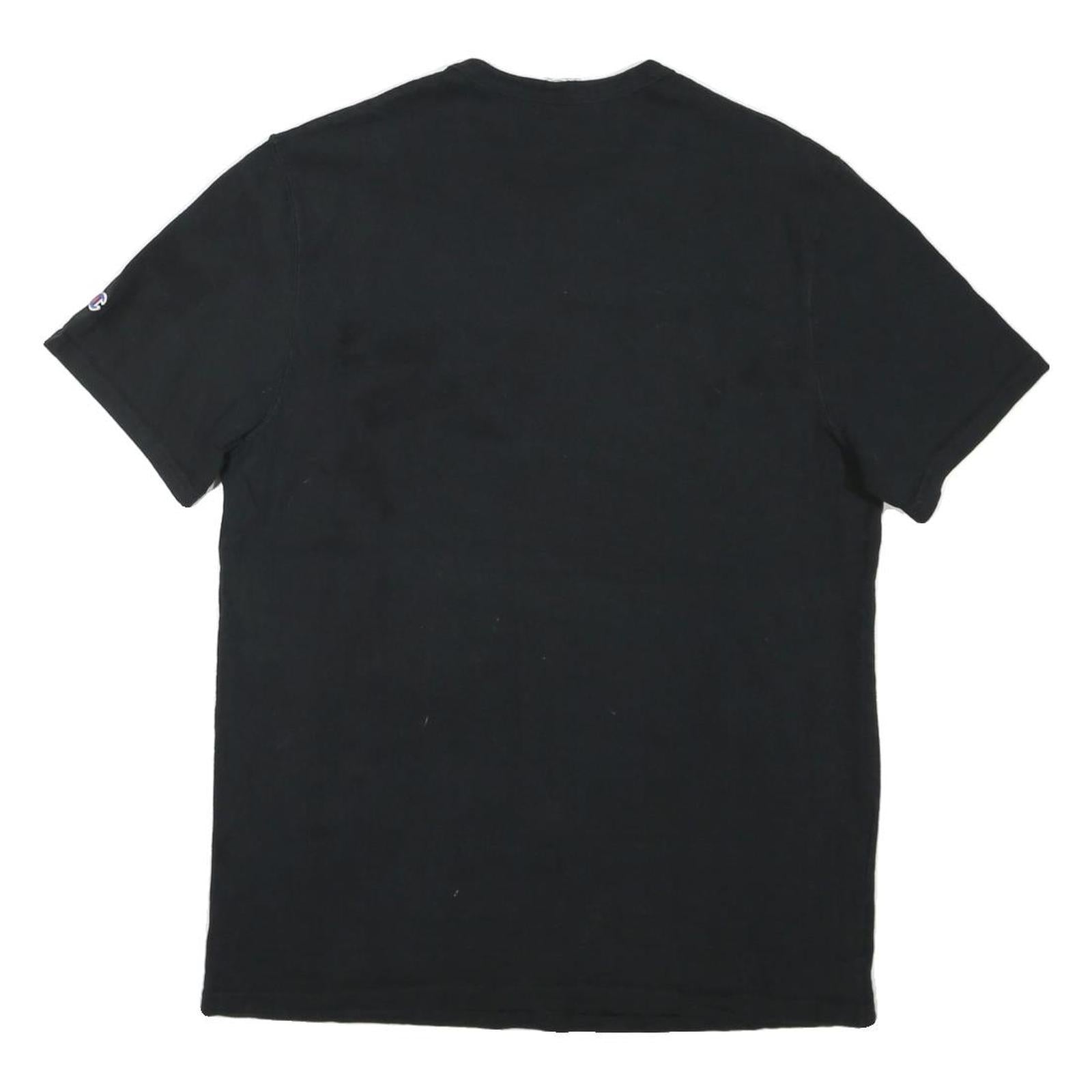 CHAMPION Mens Black Red Logo Graphic T-Shirt L Short Sleeve Crew Neck Cotton