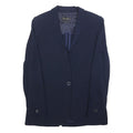MASSIMO DUTTI Womens Navy Blue Jacket S Viscose Button Plain Stylish Elegant