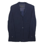 MASSIMO DUTTI Womens Navy Blue Jacket S Viscose Button Plain Stylish Elegant