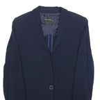 MASSIMO DUTTI Womens Navy Blue Jacket S Viscose Button Plain Stylish Elegant