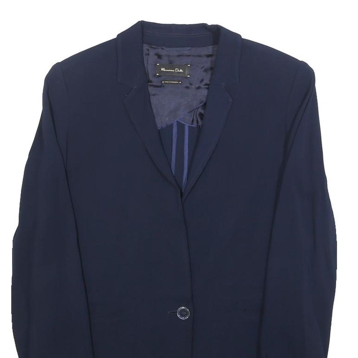MASSIMO DUTTI Womens Navy Blue Jacket S Viscose Button Plain Stylish Elegant