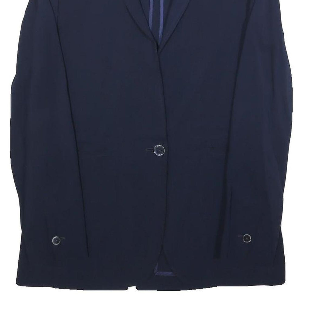 MASSIMO DUTTI Womens Navy Blue Jacket S Viscose Button Plain Stylish Elegant