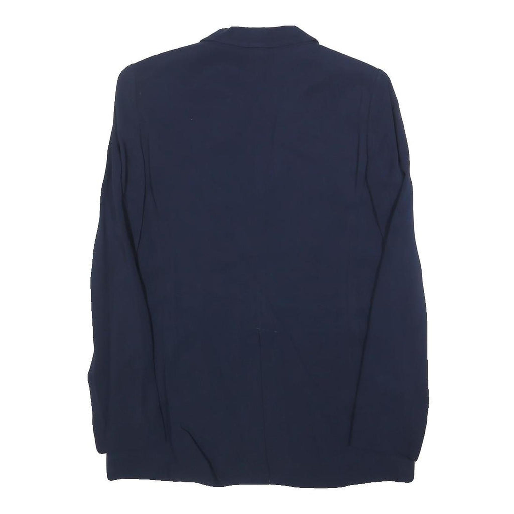 MASSIMO DUTTI Womens Navy Blue Jacket S Viscose Button Plain Stylish Elegant