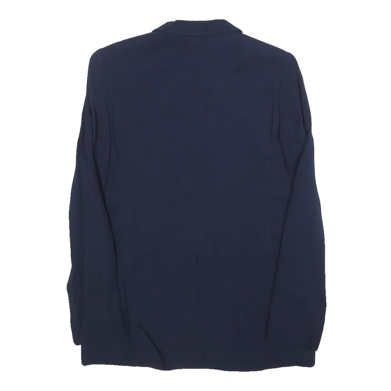 MASSIMO DUTTI Womens Navy Blue Jacket S Viscose Button Plain Stylish Elegant