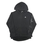 ADIDAS Womens Black Full Zip Hoodie UK 10 Logo Sleeve Print Casual