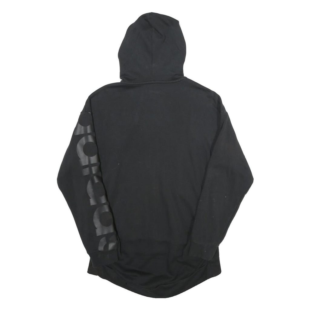 ADIDAS Womens Black Full Zip Hoodie UK 10 Logo Sleeve Print Casual