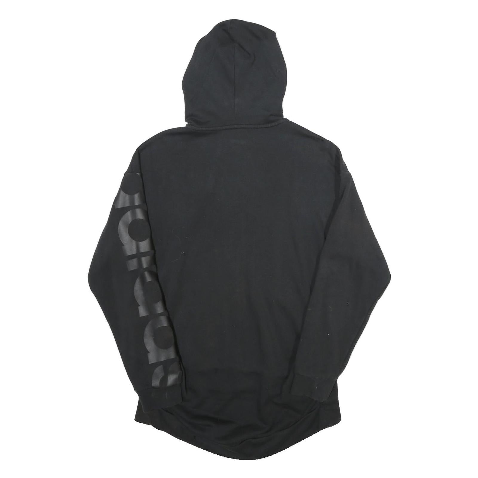 ADIDAS Womens Black Full Zip Hoodie UK 10 Logo Sleeve Print Casual