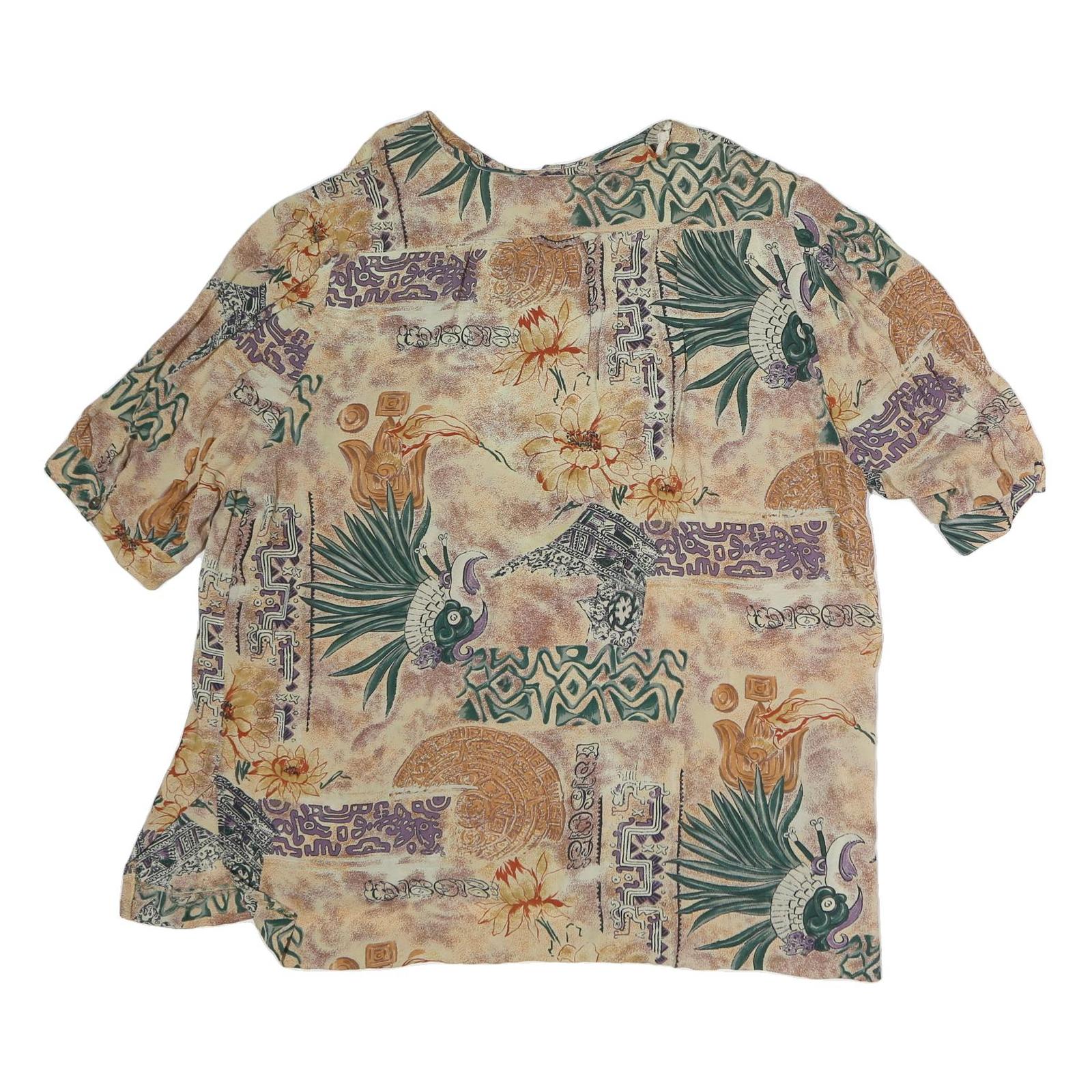 ACKERMANN Womens Beige Printed Shirt 3/4 Sleeve Round Neck L Lightweight