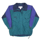 COLUMBIA Womens Blue Green Zip Jacket L Polyester Blend Colourblock Outdoor