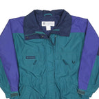 COLUMBIA Womens Blue Green Zip Jacket L Polyester Blend Colourblock Outdoor