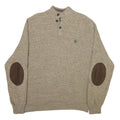 CHAPS Mens Beige Button Up Plain Roll Neck Basic Knit L Cotton Blend Jumper