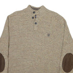 CHAPS Mens Beige Button Up Plain Roll Neck Basic Knit L Cotton Blend Jumper