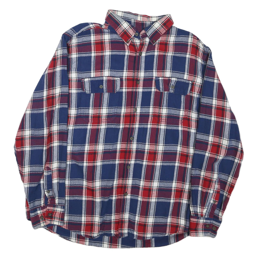 FADED GLORY Mens Blue & Red Check Cotton Shirt XL Casual Long Sleeve Button