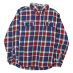FADED GLORY Mens Blue & Red Check Cotton Shirt XL Casual Long Sleeve Button