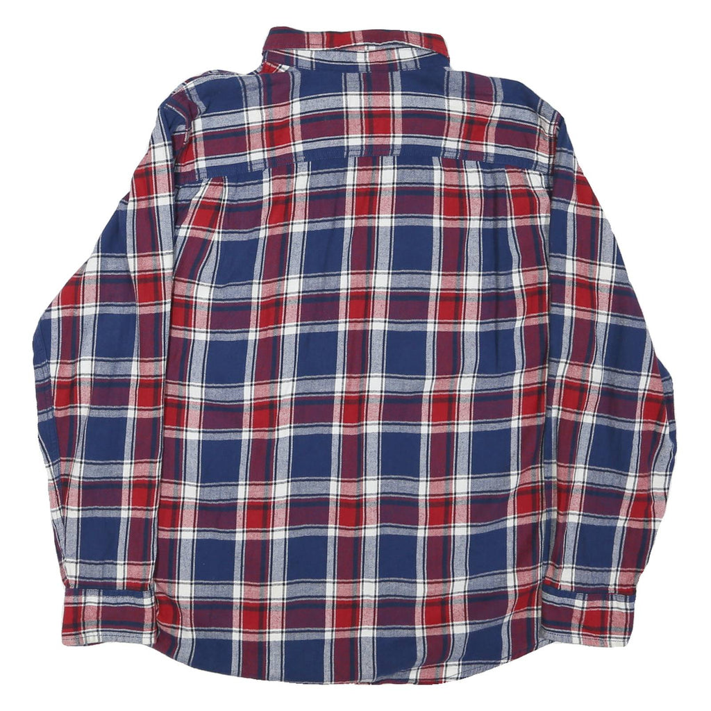 FADED GLORY Mens Blue & Red Check Cotton Shirt XL Casual Long Sleeve Button