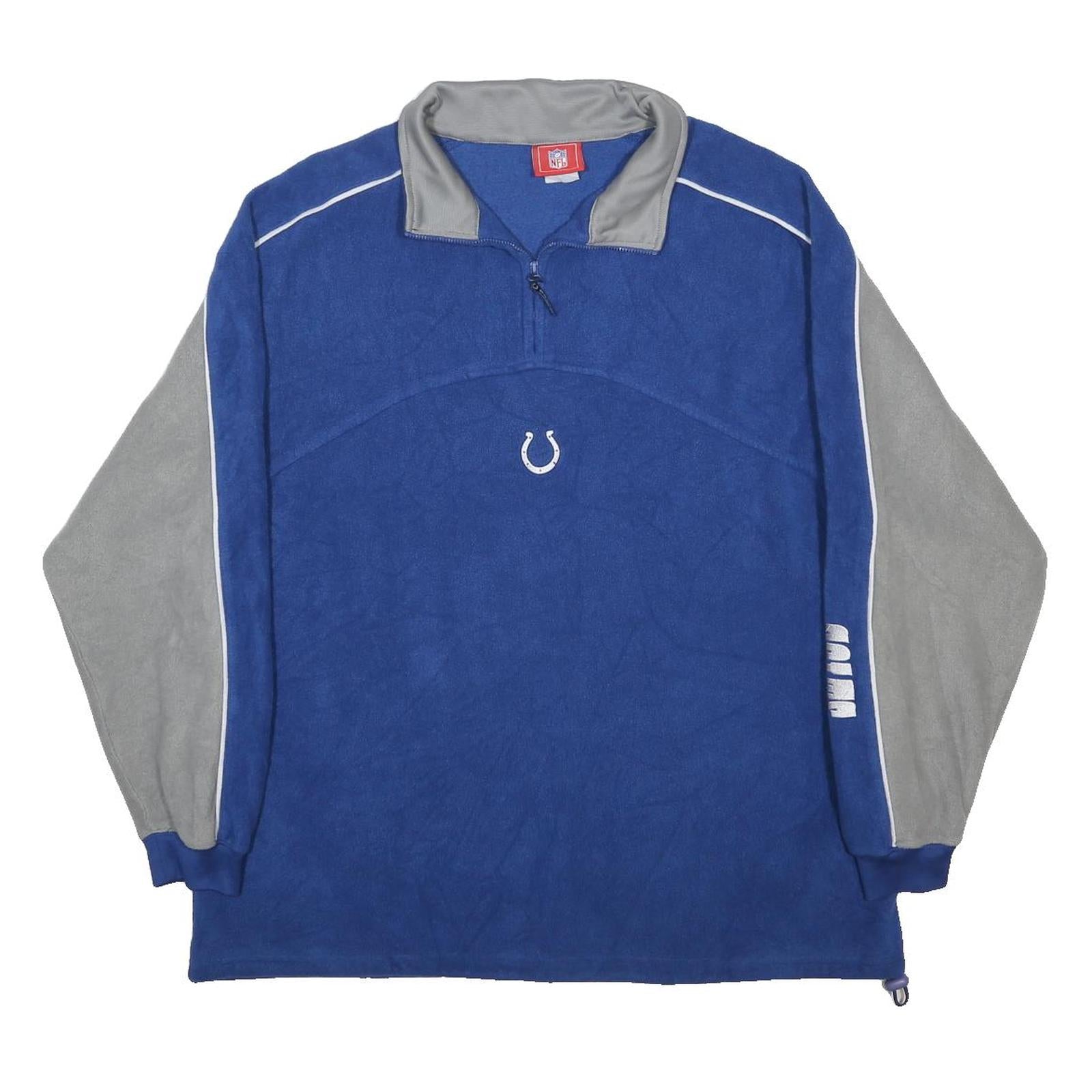 NFL Mens Blue & Grey Colourblock Pullover Jumper 1/4 Zip Stand-Up Collar XL