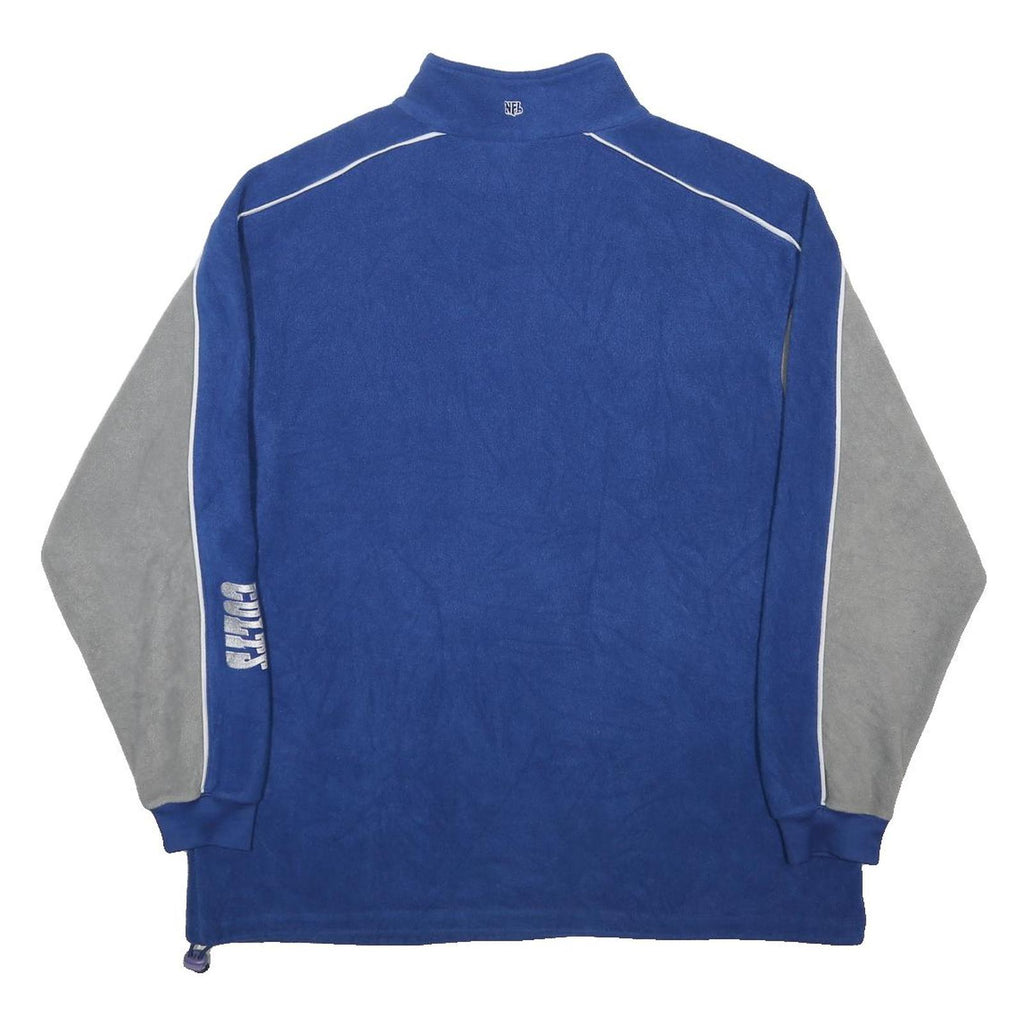 NFL Mens Blue & Grey Colourblock Pullover Jumper 1/4 Zip Stand-Up Collar XL