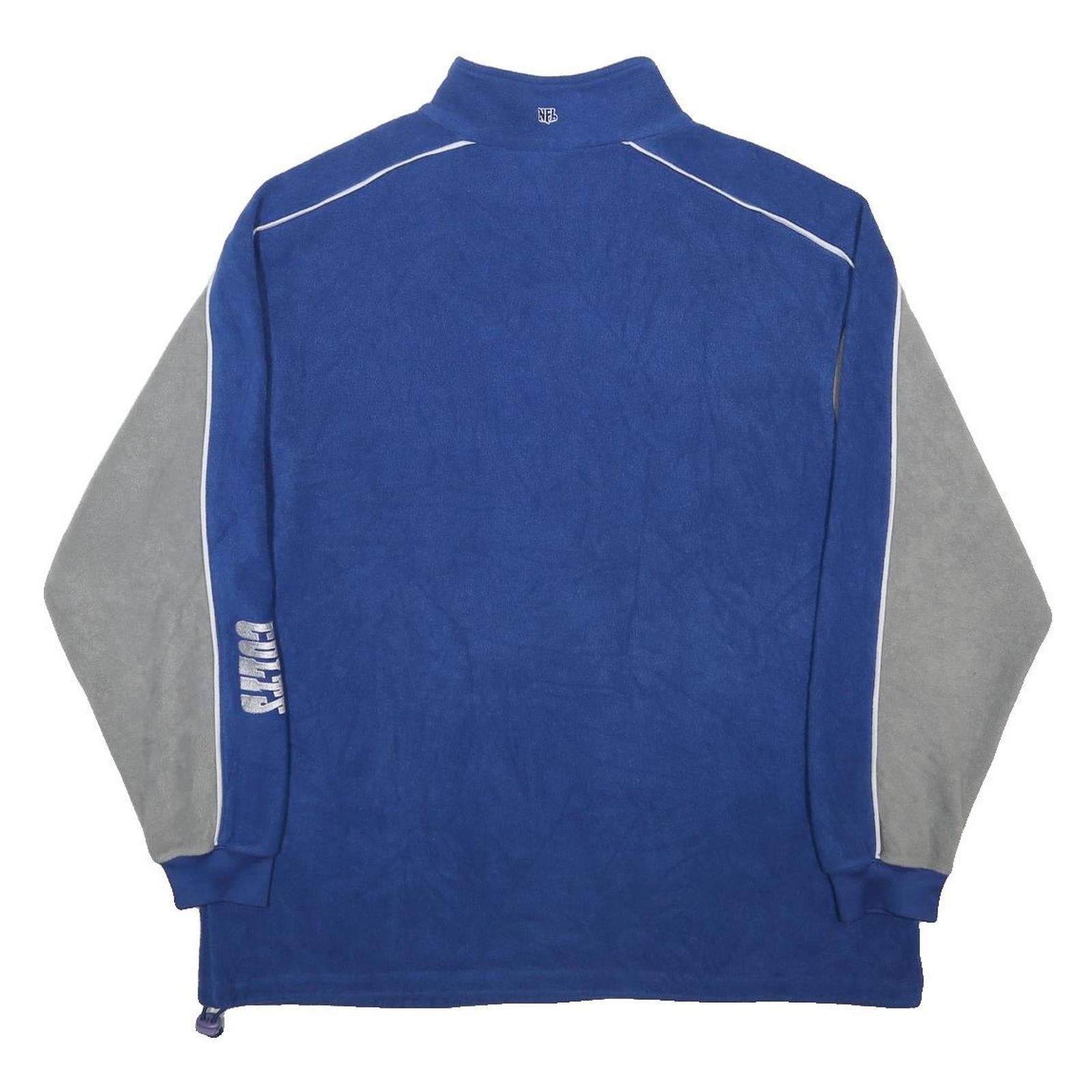 NFL Mens Blue & Grey Colourblock Pullover Jumper 1/4 Zip Stand-Up Collar XL