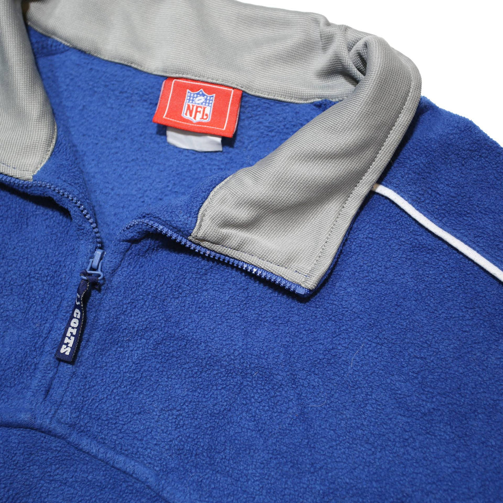 NFL Mens Blue & Grey Colourblock Pullover Jumper 1/4 Zip Stand-Up Collar XL