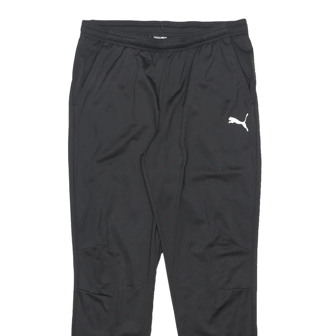 PUMA Mens Joggers Black XL W32 L32 Slim Tapered Sports Logo Comfort Fit