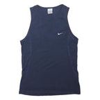 NIKE Mens Navy Sleeveless Classic Cotton Blend S Sports Vest Crew Neck