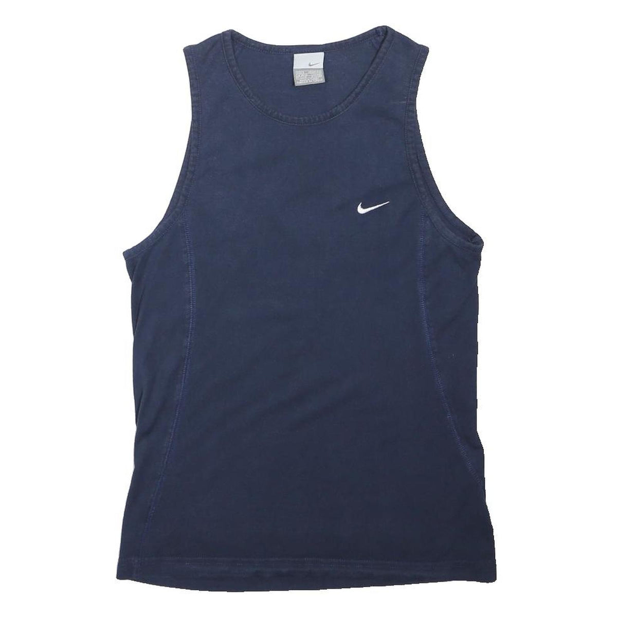 NIKE Mens Navy Sleeveless Classic Cotton Blend S Sports Vest Crew Neck