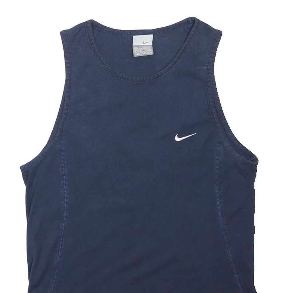 NIKE Mens Navy Sleeveless Classic Cotton Blend S Sports Vest Crew Neck
