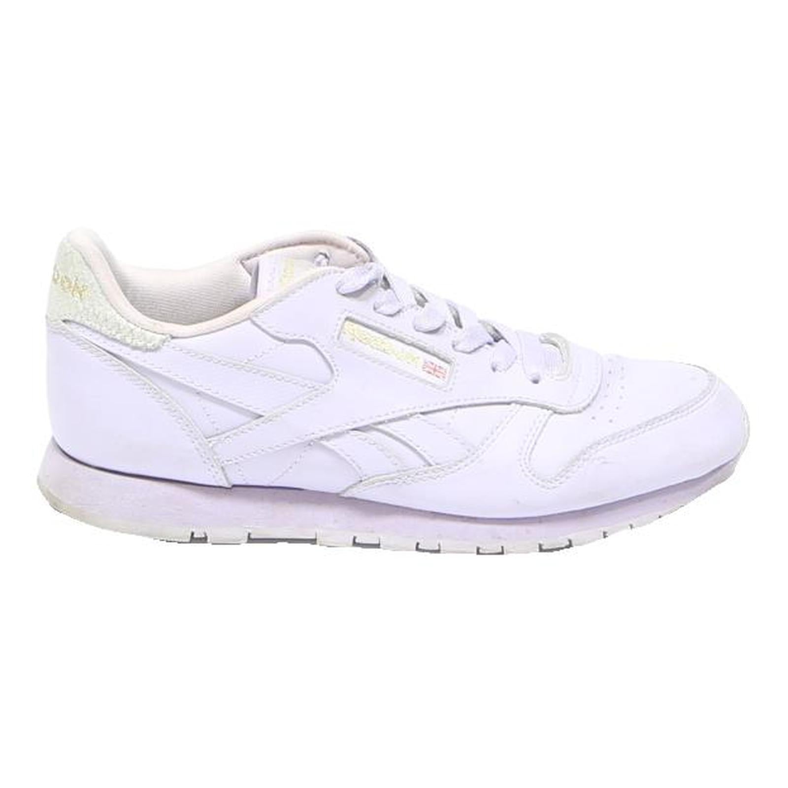 REEBOK Classic Leather Womens Lace-Up Trainers White Synthetic UK 4.5
