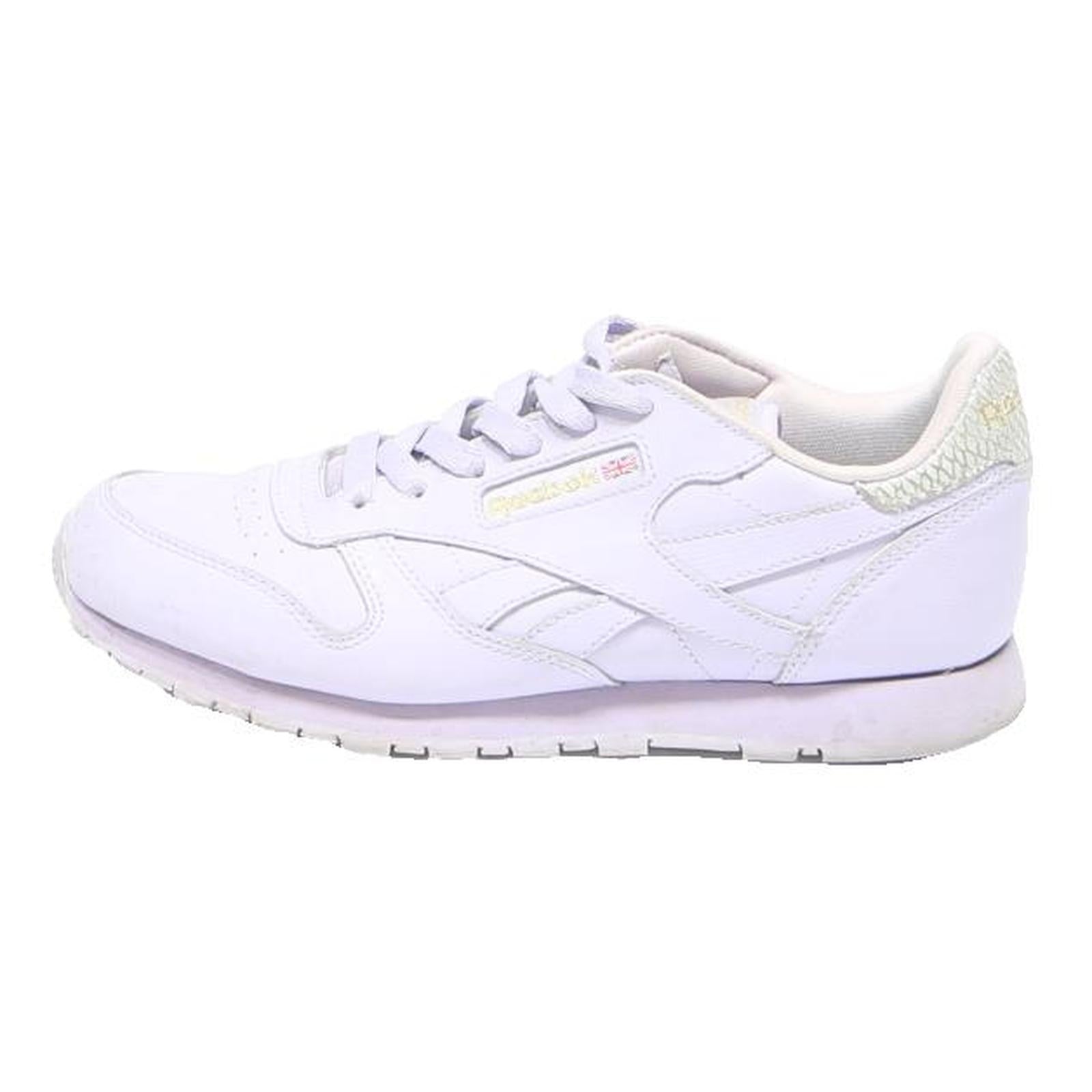 REEBOK Classic Leather Womens Lace-Up Trainers White Synthetic UK 4.5