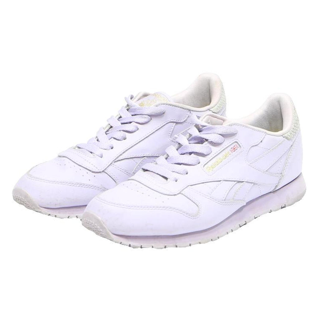REEBOK Classic Leather Womens Lace-Up Trainers White Synthetic UK 4.5