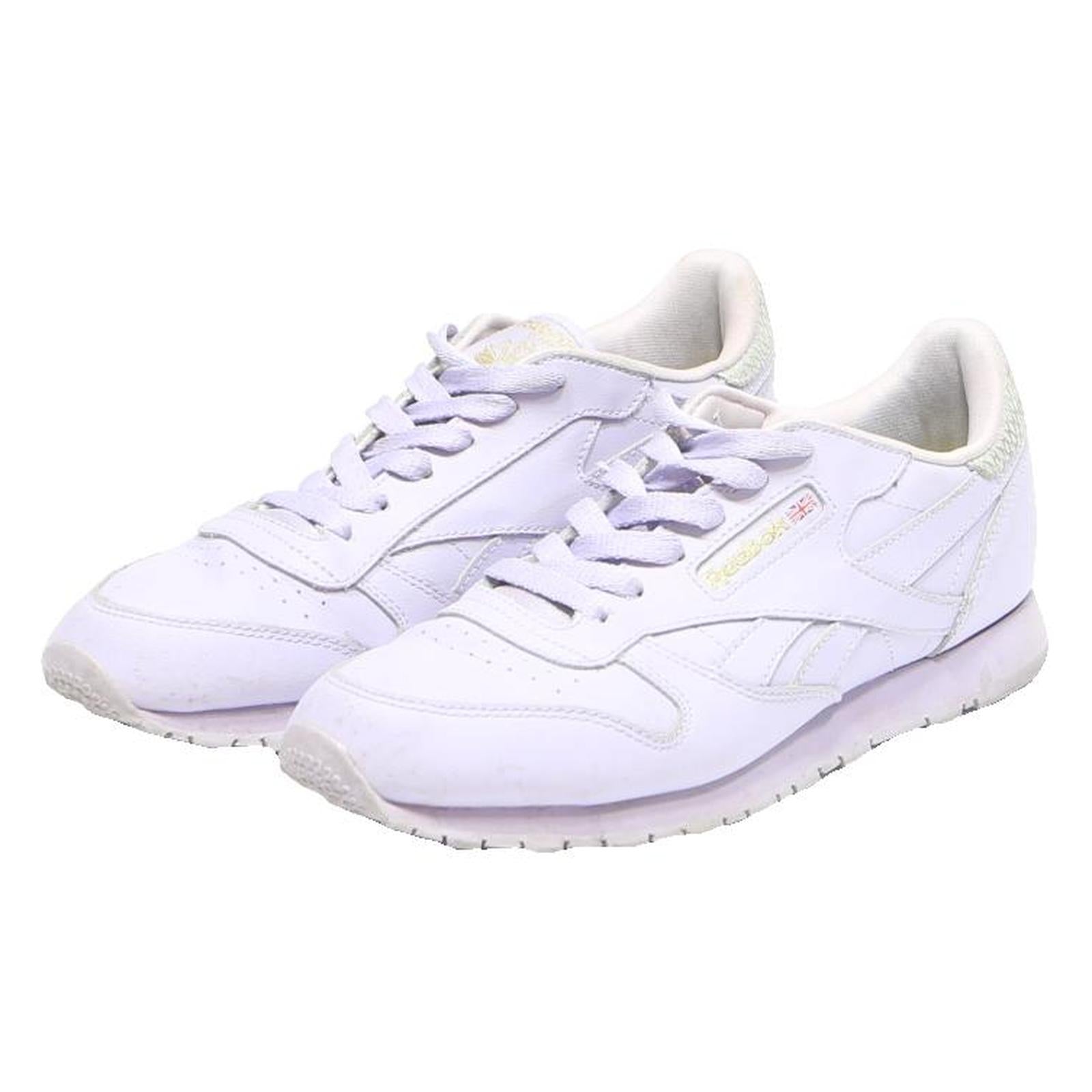 REEBOK Classic Leather Womens Lace-Up Trainers White Synthetic UK 4.5